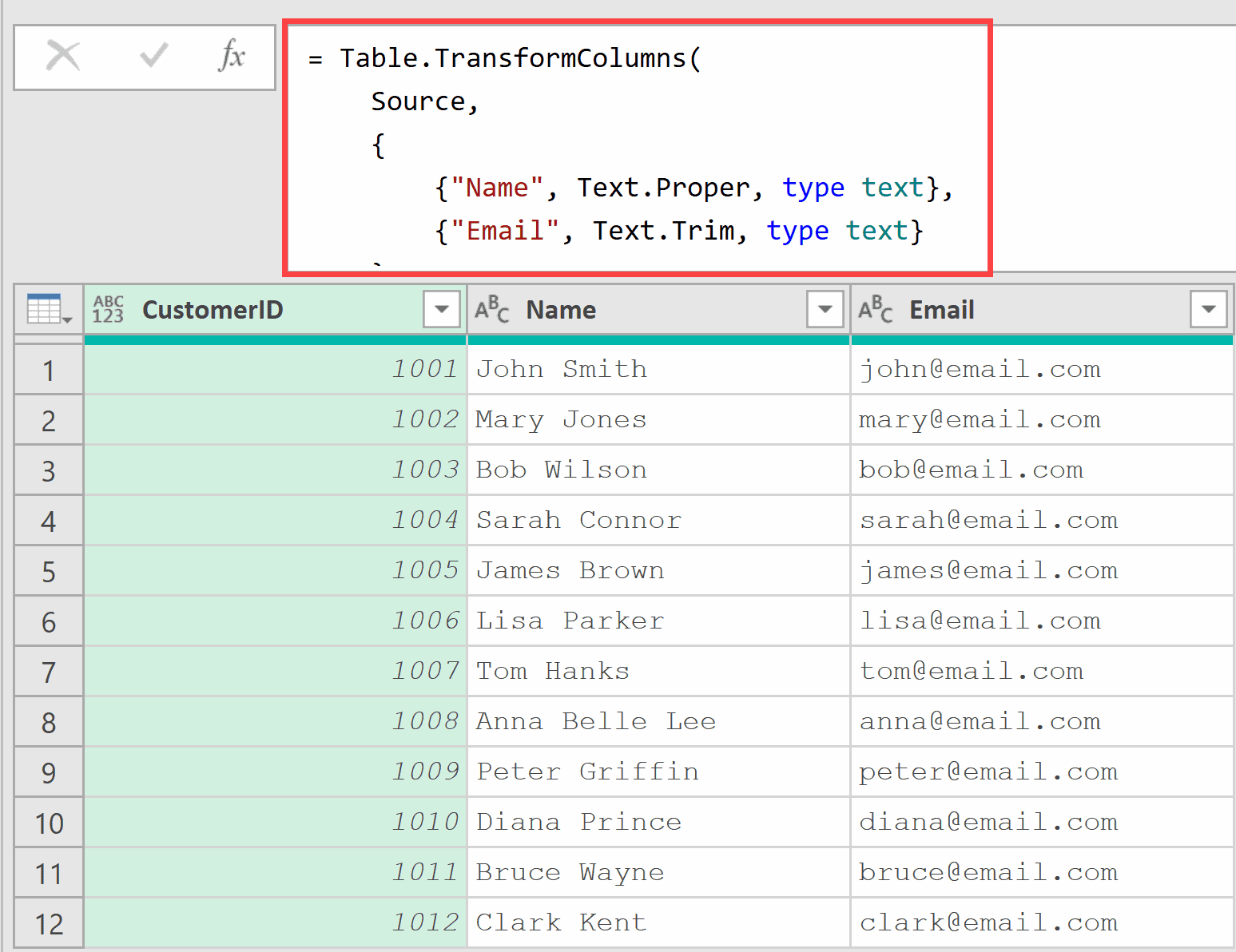 Formula to transform multiple columns using different functions