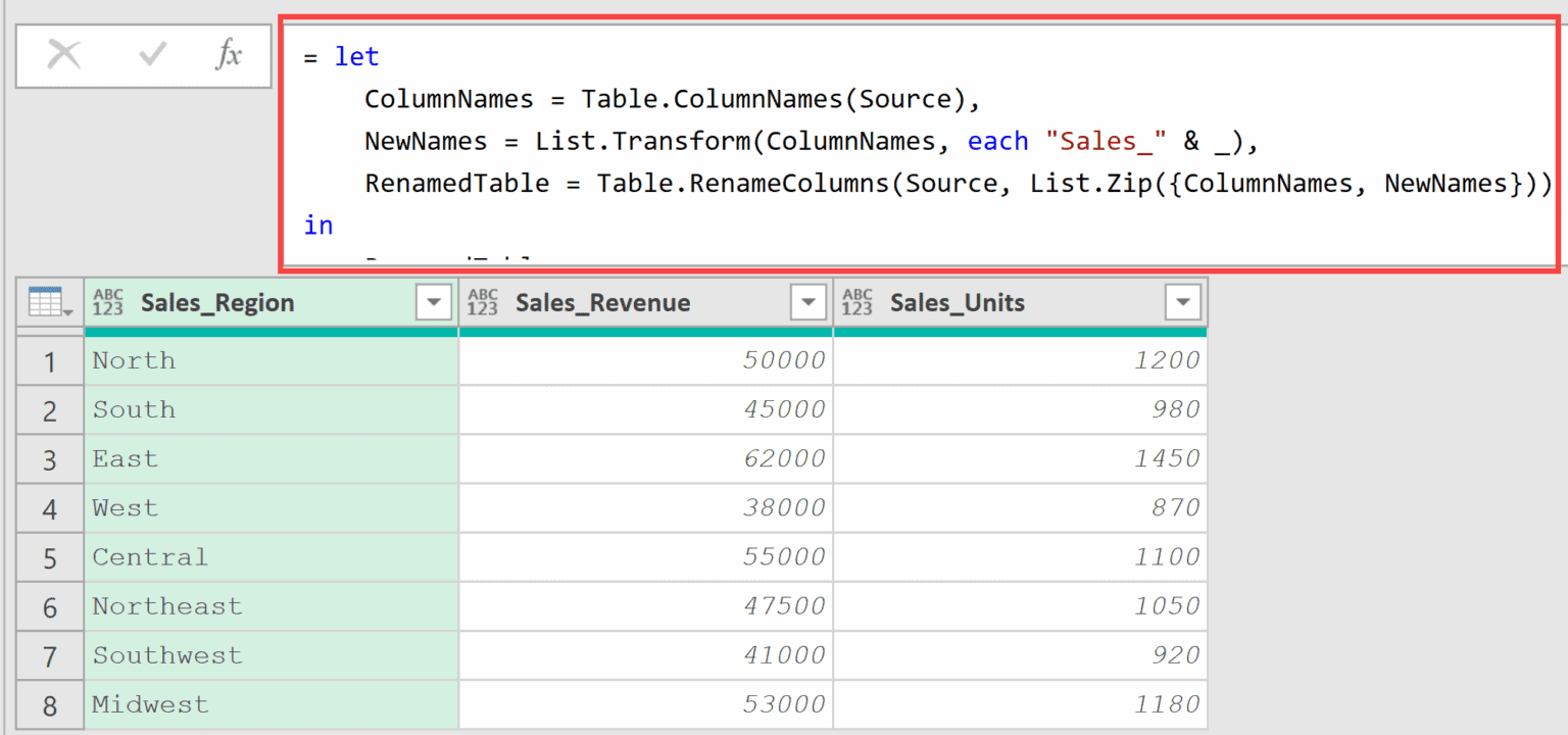 Table.RenameColumns Function in Power Query M (9 Examples)