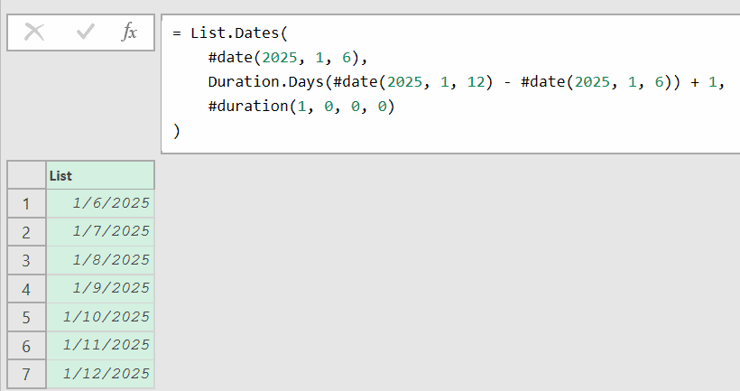 All Dates Between Two Dates power query