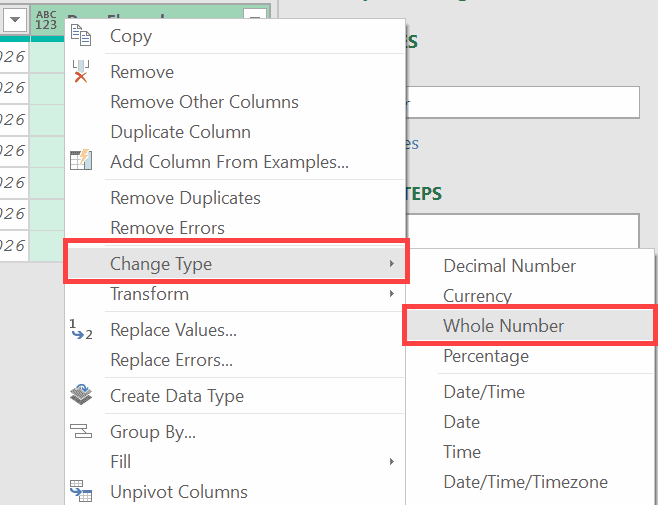 Change type to whole number