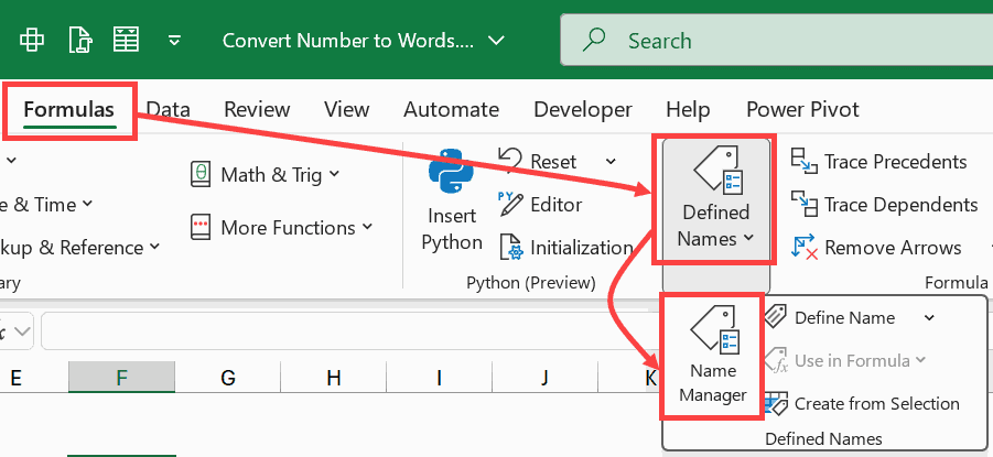 Click on Name Manager