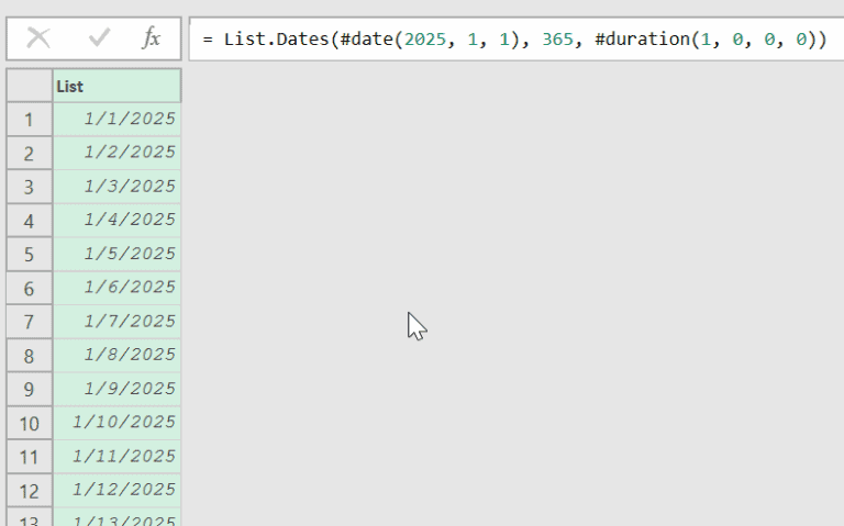 List.Dates Function in Power Query M (8 Examples)