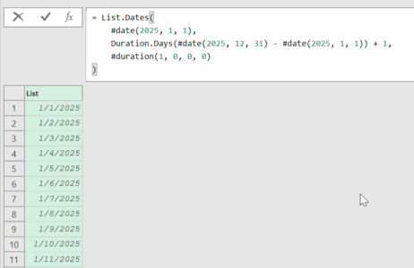 List.Dates Function in Power Query M (8 Examples)