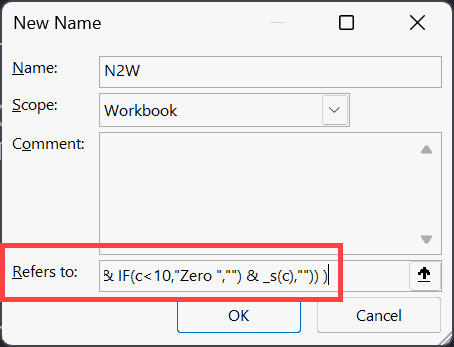 Enter the formula in refers to field