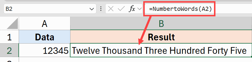 Formula to convert number to words