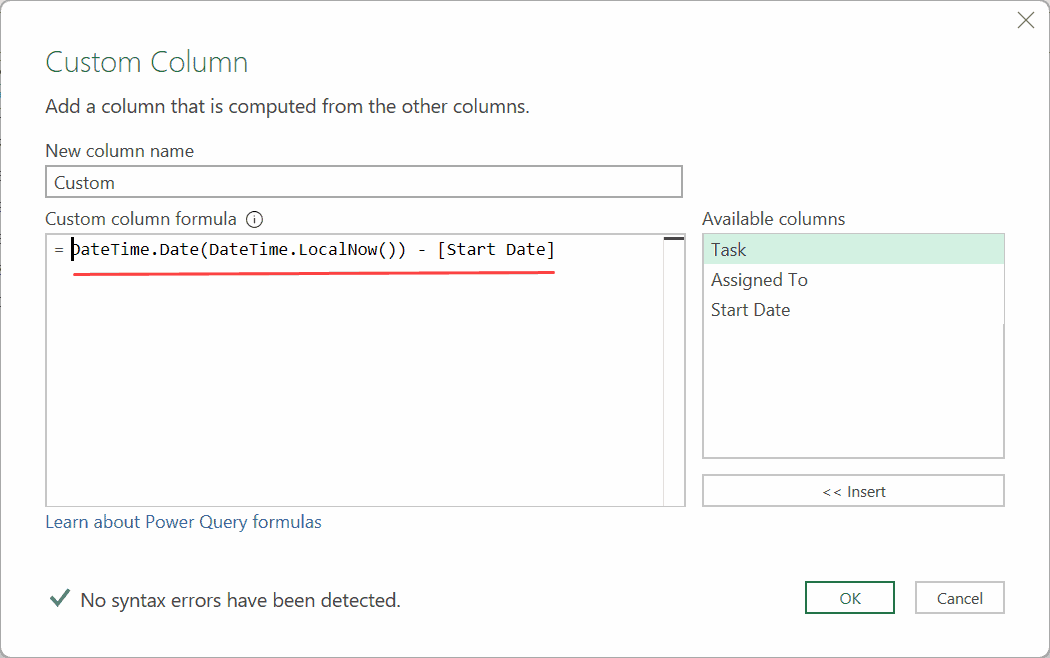 Formula to get days elapsed from given date