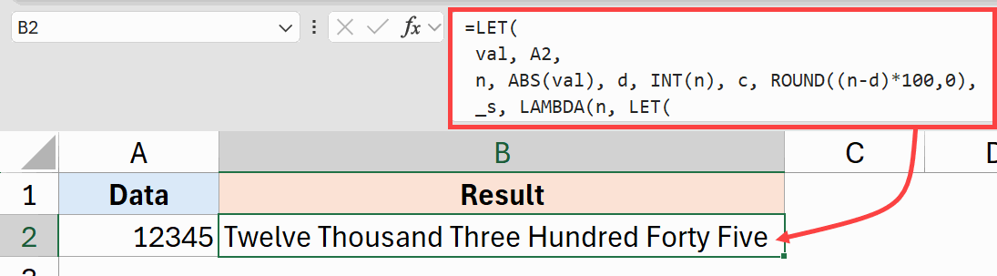 LET Formula to convert number to words