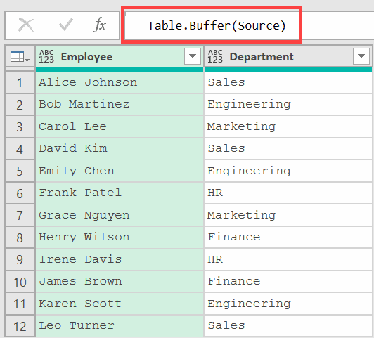 Table Buffer makes no change to the table