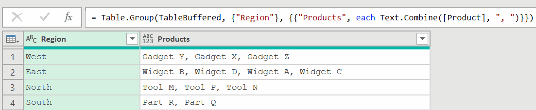 group by works as expected table buffer