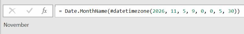 Date Month Name formula on date and time and timezone