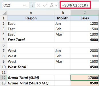 SUBTOTAL Function in Excel (9 Examples)