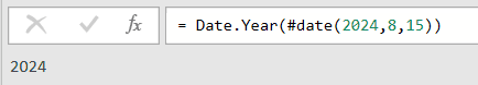 Date.Year on the date August 15, 2024 returns 2024