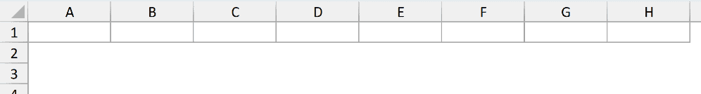 Empty Excel worksheet grid showing columns A through H and rows 1 through 4 for the ex3 dataset