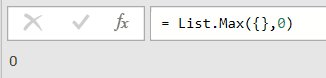 List.Max on an empty list with a default of 0 returns 0