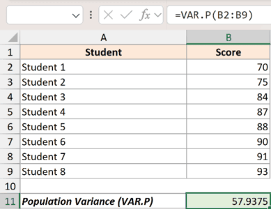 How to Calculate Variance in Excel (Sample vs Population)