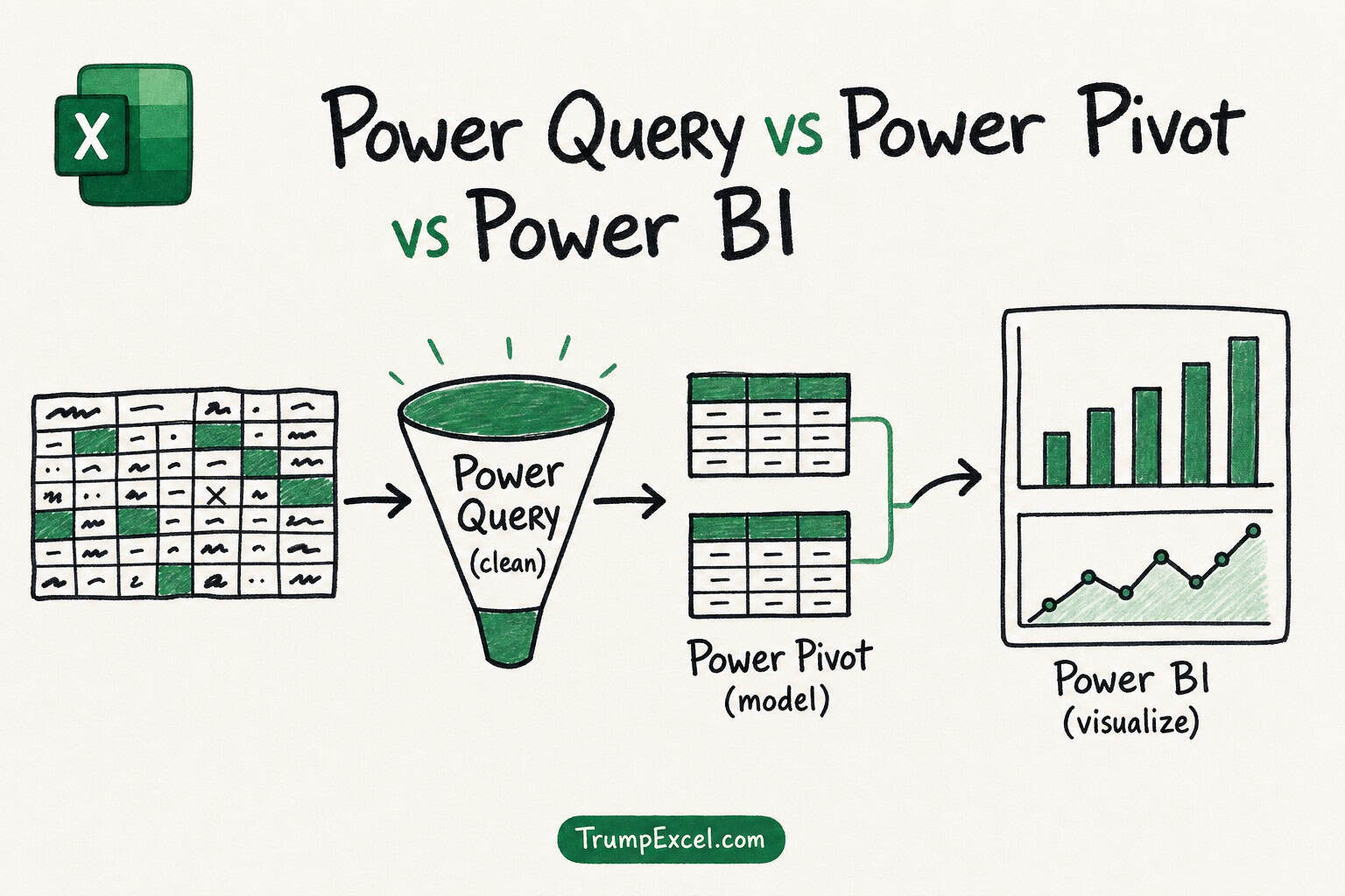 Power Query vs Power Pivot vs Power BI