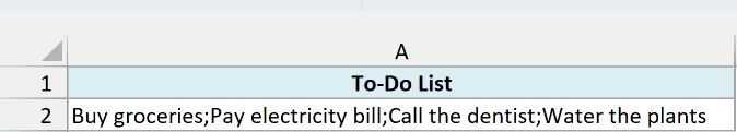 Semicolon-separated to-do list in cell A2