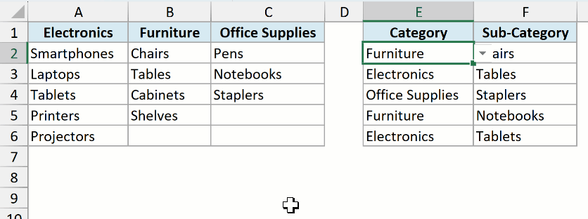 Changing the category clears the dependent Sub-Category drop-down next to it