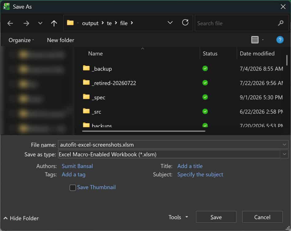 The Save As dialog has Excel Macro-Enabled Workbook (*.xlsm) selected.