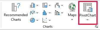 PivotChart option in the Charts group on the Insert tab