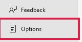 Options in the File backstage