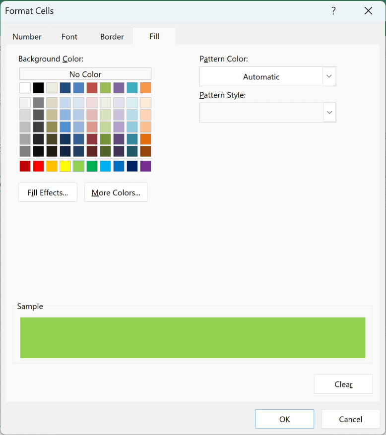 The Fill tab with green picked for the rule that highlights quantities above 20