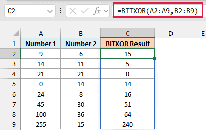 BITXOR Function in Excel (6 Easy Examples)