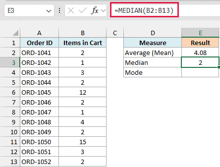 MEDIAN returns 2 items per order