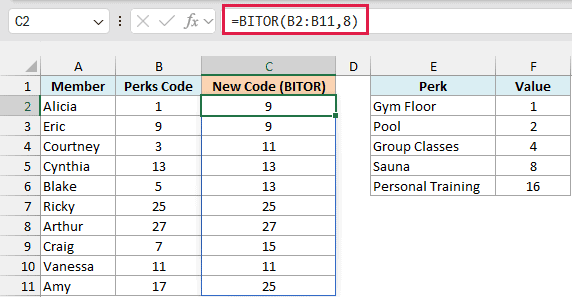 BITOR Function in Excel (5 Practical Examples)