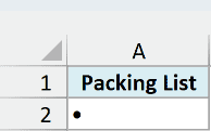 Bullet inserted in the cell from the Symbol dialog box