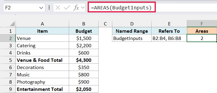 Sum Function Syntax Box AREAS Function in Excel (7 Practical Examples)