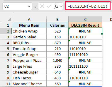 DEC2BIN Function in Excel (6 Simple Examples)