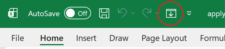 The Fill Down icon added to the Quick Access Toolbar