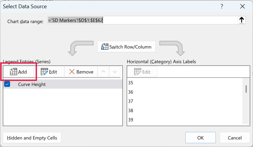 Select Data Source dialog box with the Add button