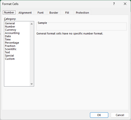 Format Cells dialog opened with Ctrl + 1 on the result cells
