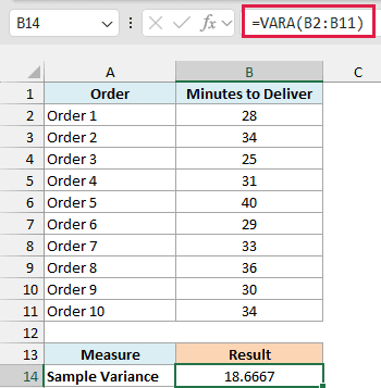 Multiplication One Digit Example VARA Function in Excel (4 Simple Examples)