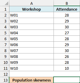 Excel workshop attendance before entering SKEW.P