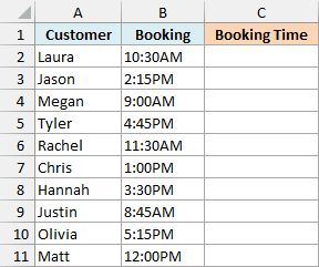 Salon booking times exported with no space before AM or PM