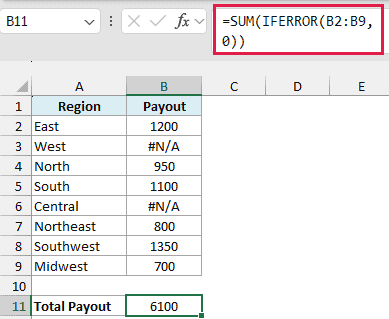 SUM with IFERROR adding up a column that contains errors