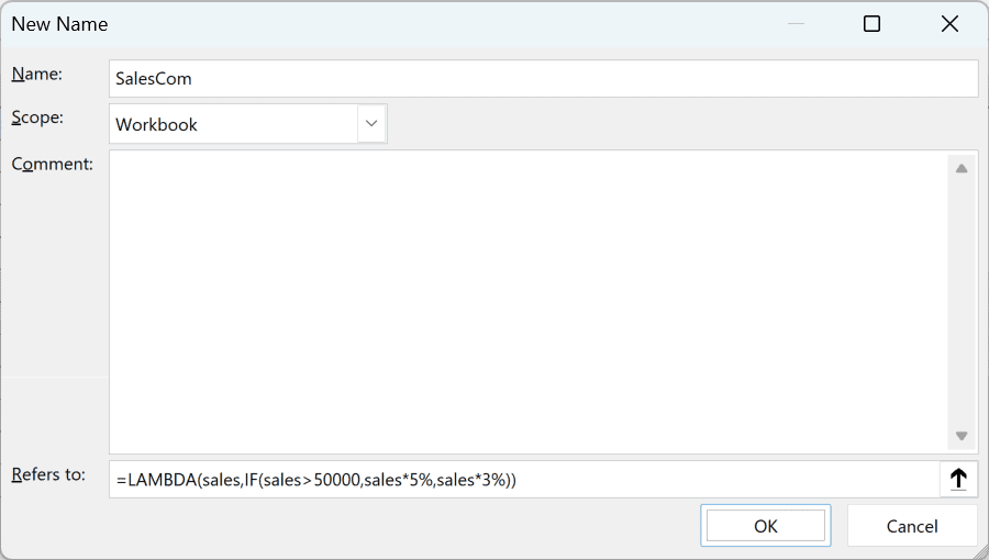 Add the lambda formula to the refers to field in name manager