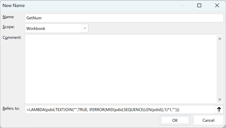 Enter the formula and refers to field in name manager