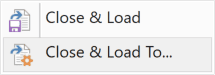 Close & Load drop-down in the Power Query Editor with Close & Load To highlighted